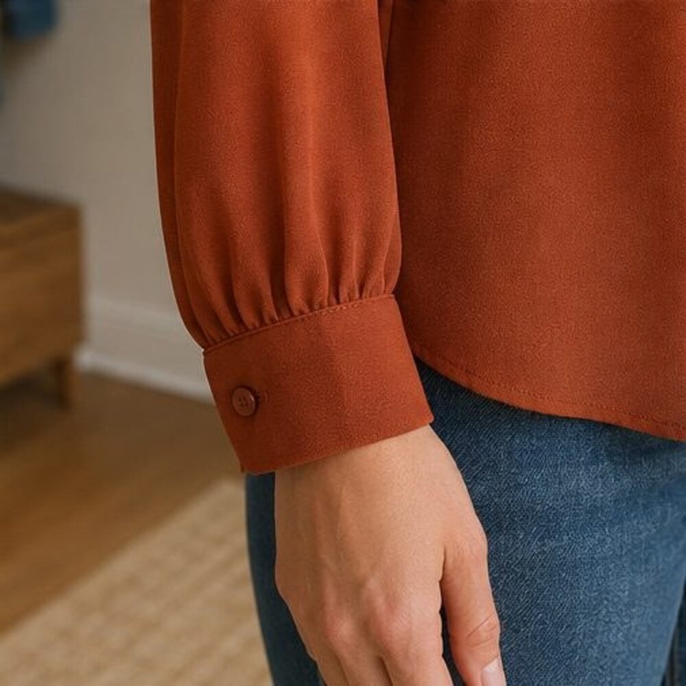 Rust Ruffle Collar Blouse - Picture 5 of 6
